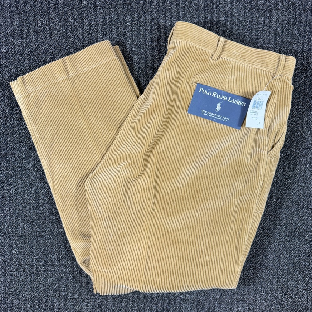 VTG Polo Ralph Lauren Prospect Pant Corduroy Sahara Gold 42x30 Classic Fit NWT